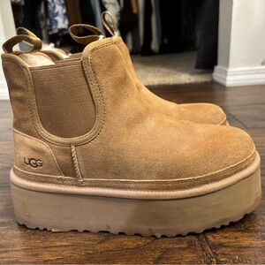 UGG Chestnut Suede Platform Ankle Boots